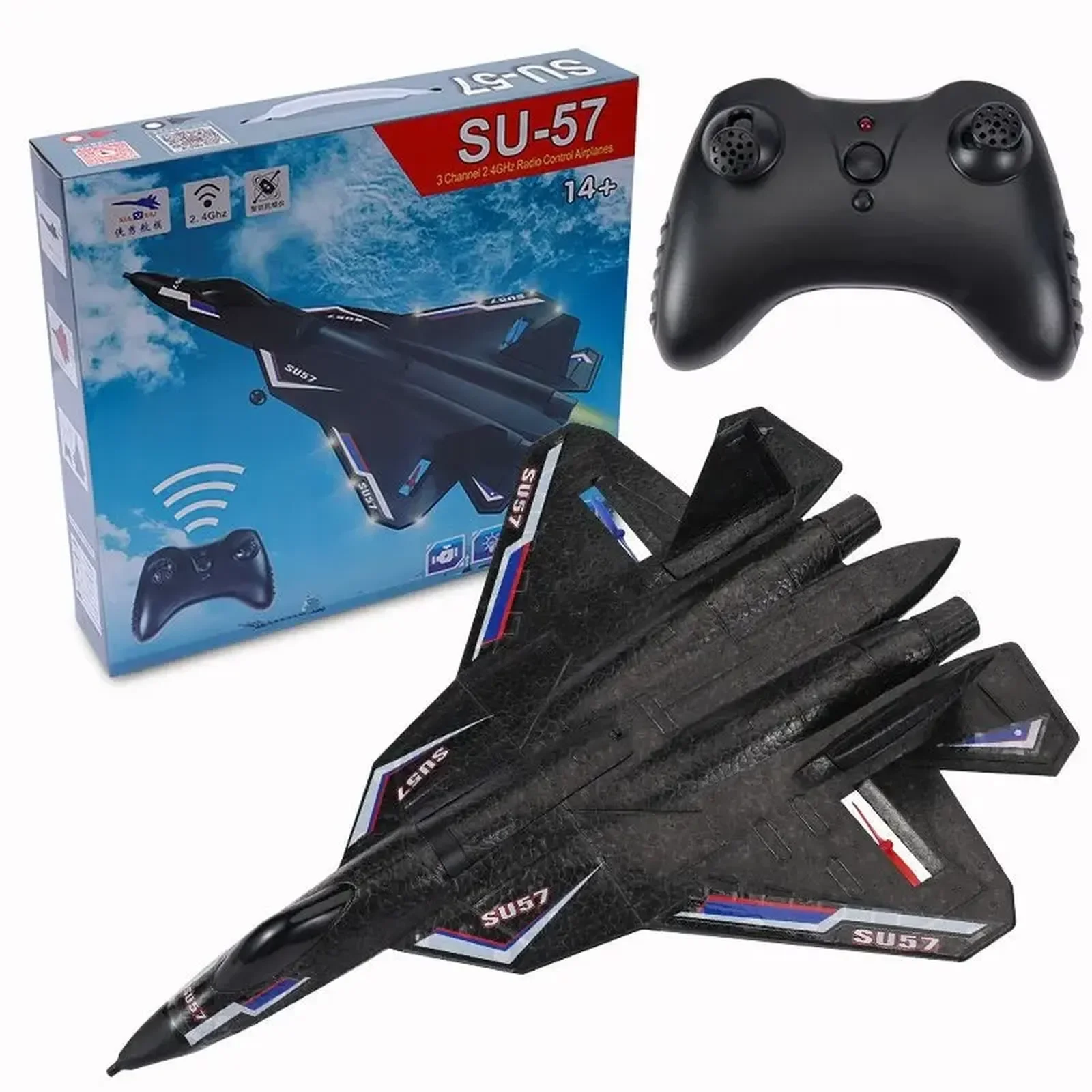 

SU57 RC Plane 2.4G Radio Control Airplane with Light Fixed Wing Hand Throwing Foam Electric Remote Control Airplane Toys
