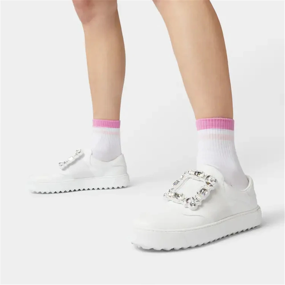 Women Sneakers Genuine Leather Shoes Fashion Rhinestone Casual Sneakers Women's Vulcanize Shoes Zapatos De Mujer