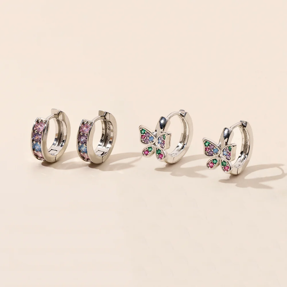 Кристаллические медные квадратные серьги-гвоздики-бабочки мини-милые