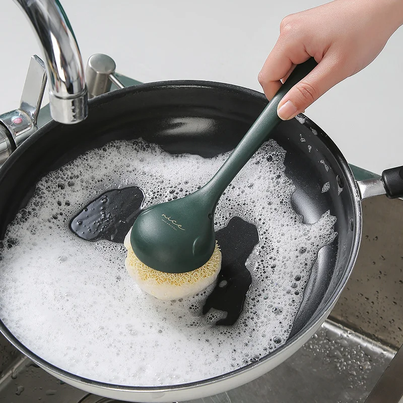 

Kitchen with Long Handle Washing Pot Cleaning Ball Does Not Drop Silk Oil Household Stove Decontamination Brush