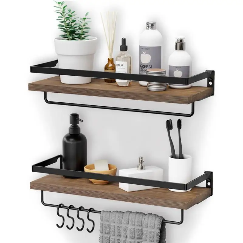

HOMEMAXS Wooden Wall Shelves Wall Mounted Storage Organizer Rack for Bedroom Living Room Kitchen Office