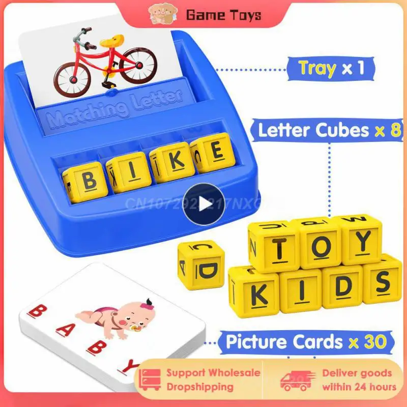 

Matching Letter Game Spelling Reading English Alphabet Wooden Letters Card Match Game Children Pre-school Learning Language Toys