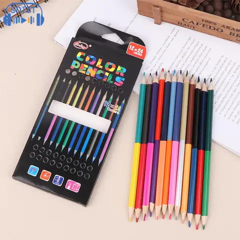 12 шт., цветные карандаши для рисования, 24 цвета
