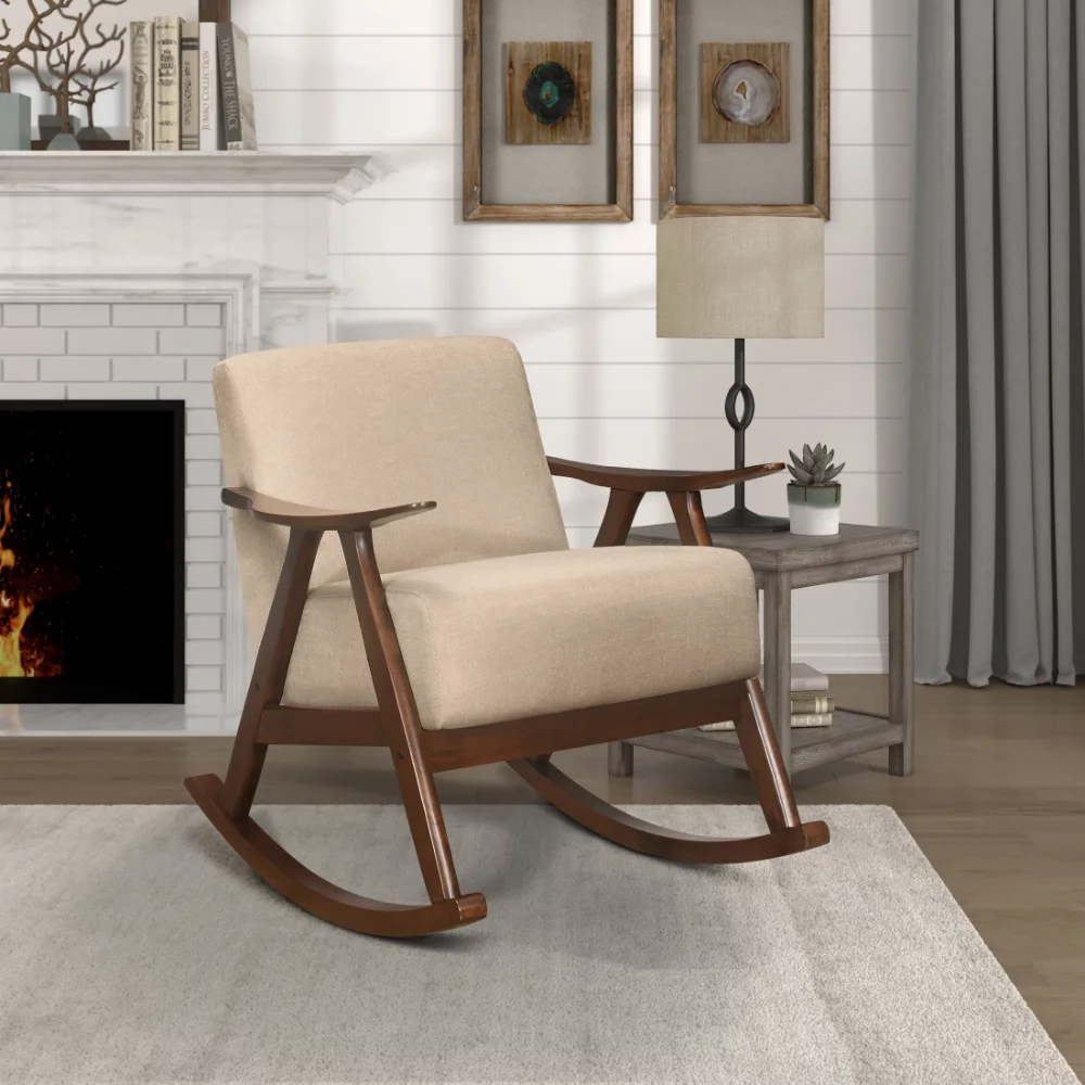 

OakvillePark Hamilton Fabric Upholstered Rocking Chair, Light Brown