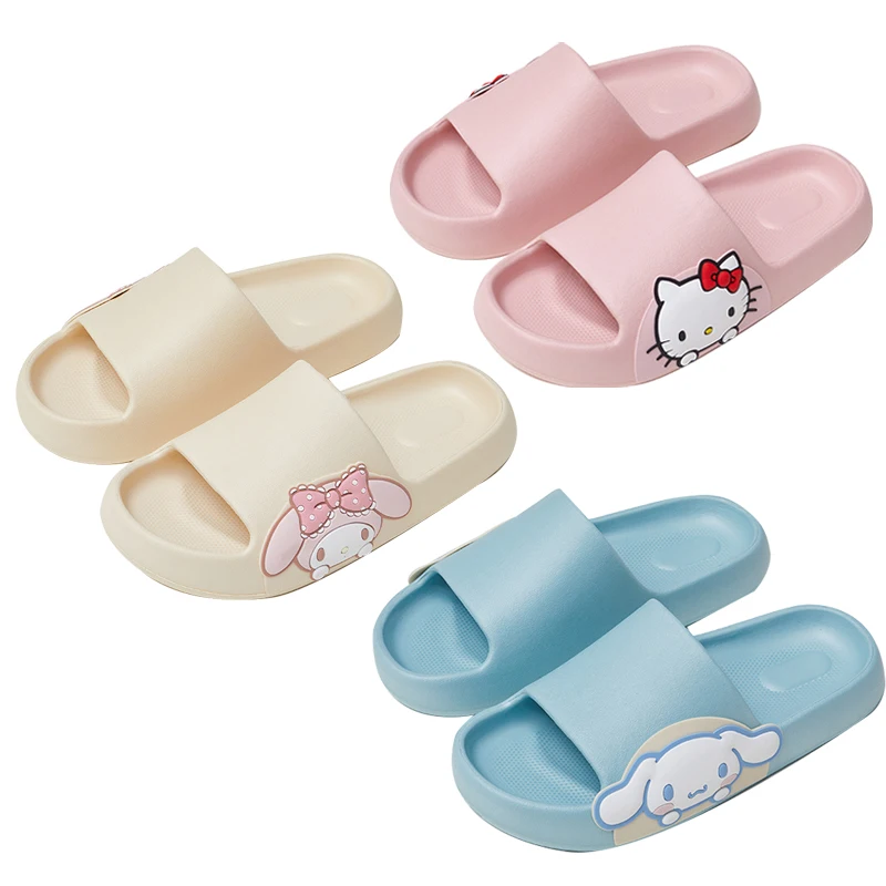 

Sanrio Cartoon Hello Kitty Melody Cinnamorol Children Slippers Bathroom Anti-Slip Eva Boys Girls Kawaii Flat Heel Home Shoes