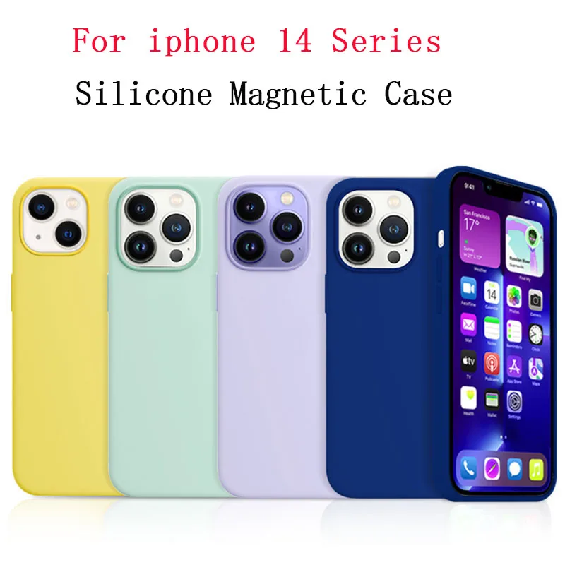 

For iPhone 14 Pro Max 14 Plus 14Pro Cases For Magsafe Liquid Silicone Magnetic Case Wireless Charging Official Cover