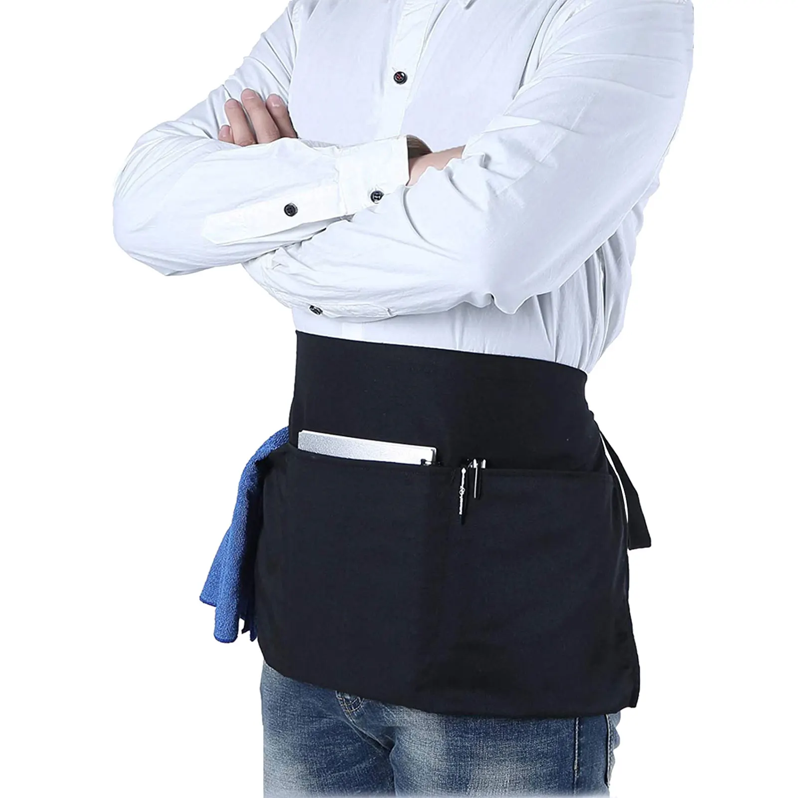 

Waitress Apron Waterdrop Resistant Waitress Waiter Waist Apron Half Apron With Extra Long Straps For Restaurant Server Work