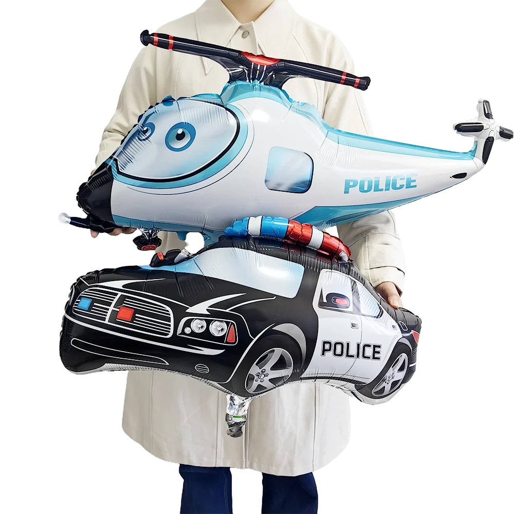 4D полицейский черный автомобильный воздушный шар из фольги для мальчика на день