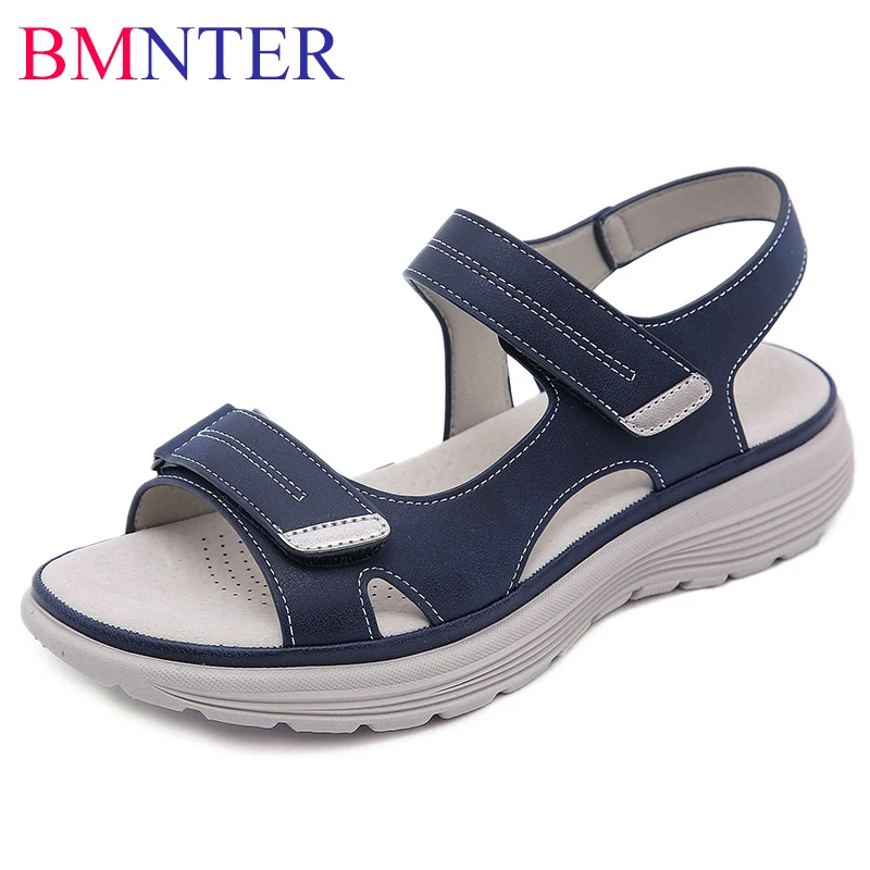 

Сандалии из искусственной кожи на платформе, Пляжная нескользящая обувь на липучке, летние босоножки, 41 42