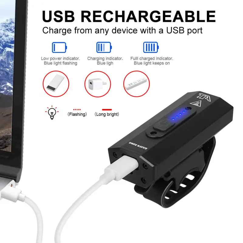 Фонасветильник светодиодный велосипесветильник ный передний 1000 лм с USB-портом |