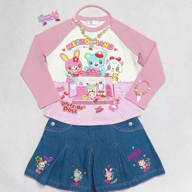 Фото Футболки HOUZHOU в стиле Kawaii Juminocore для женщин, Y2k Cutecore, в горошек, с длинным рукавом, в японском стиле, милые эстетичные облегающие топы №3