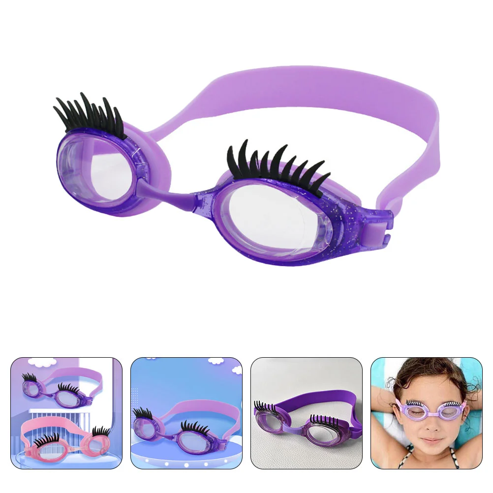 

Swimming Glasses Cartoon Goggles Diving Learning Accessory Purple Silica Gel Kids Children Girl
