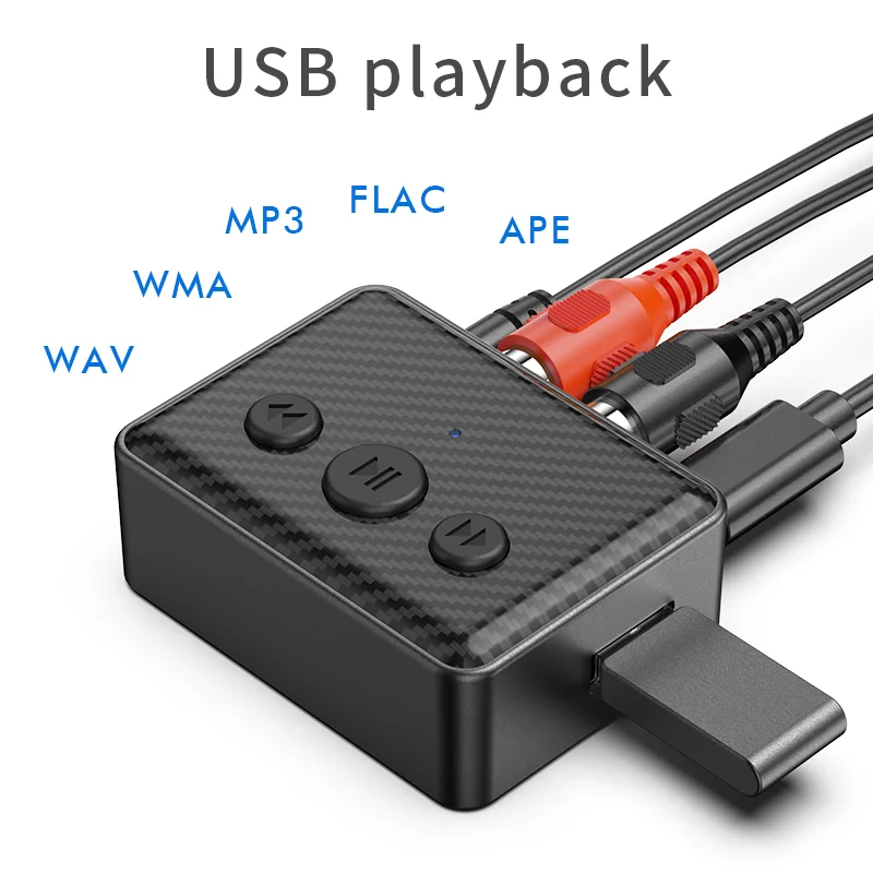 Фото Аудиоприемник KEBIDUMEI Bluetooth 5.4, беспроводной адаптер RCA 3,5 мм AUX USB с микрофоном, поддержка воспроизведения с U-диска, для автомобильного комплекта, колонок №5