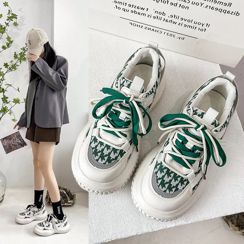 

Daddy shoes 2022 spring and autumn new style thick-soled fashion increased thick-soled lace-up sports women's casual shoes