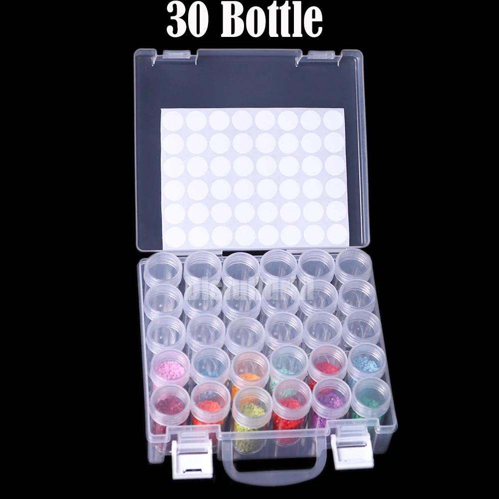 

28/30/60 Diamond Painting Storage Containers With Stickers Transparent Plastic Storage Box Jewelry Beads Storage Oragnizer Case