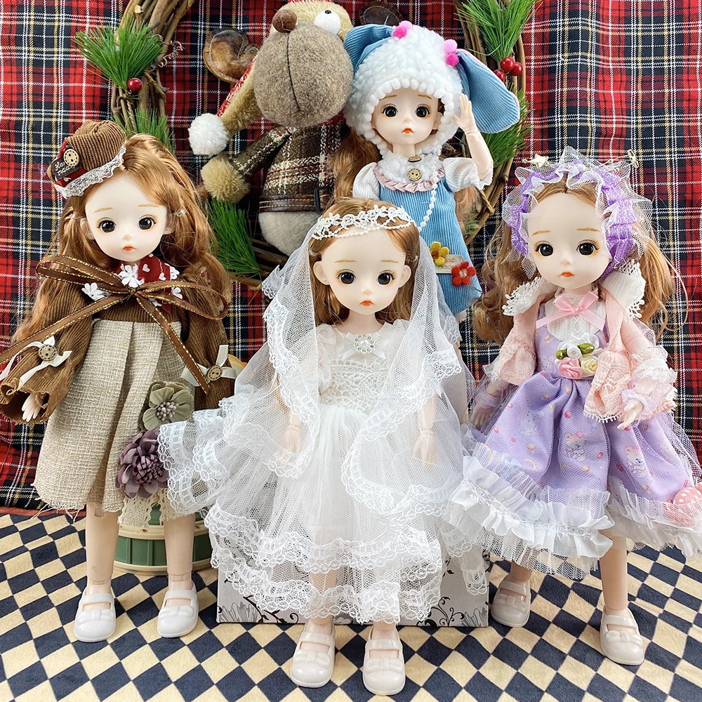 

BJD Doll 30CM Wedding Dress Anime Figure Sheep Clothes Fashion Outfit Shoes Jointed Body Accessories For Girls Birthday Gift