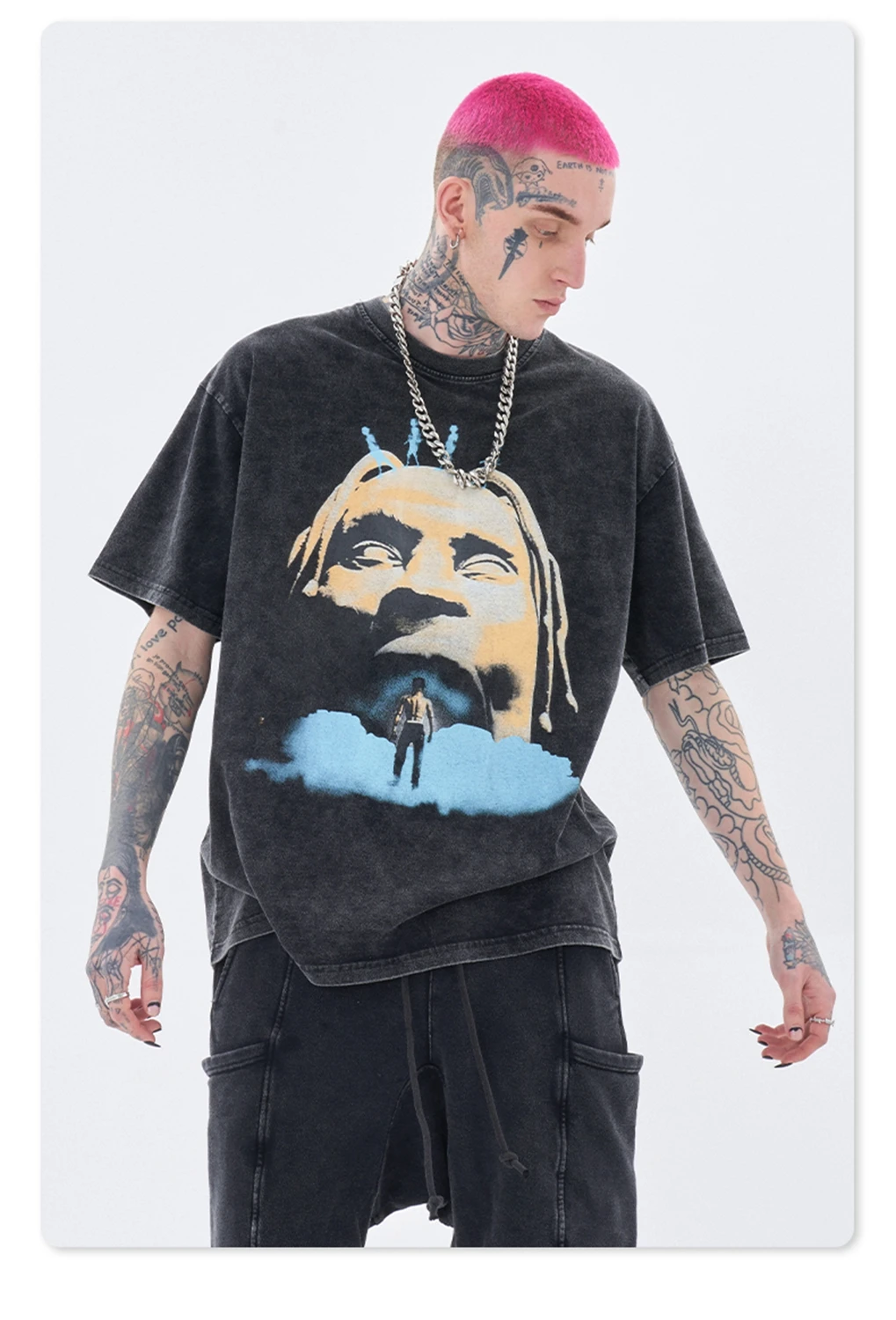 

Marcelo Barrett 2023 Summer New Oversize Print T-shirts Men Breathable 100% Cotton Fabric Vintage Tops Plus Size Tees | 21360