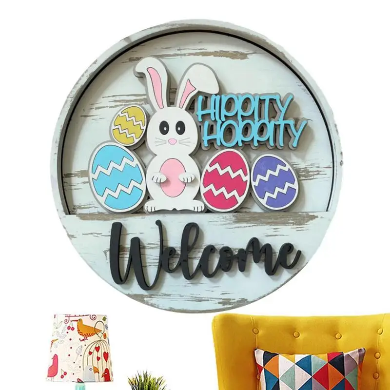 

Easter Decor Wooden Easter Bunny Eggs Cross Pendant Easter Party Decorations Wooden Sign For Ester Decorative Front Door Sign