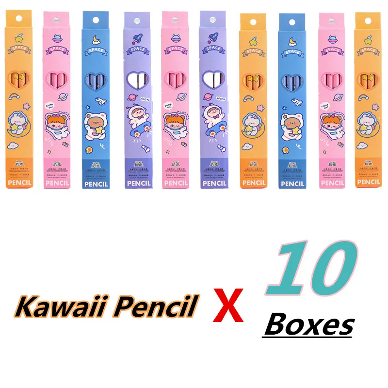 

Cheap 10 Boxed Children's Pencils To Give Away Kawaii School Supplies and Stationery 2022 HB Wood Graphite Pencil with Eraser