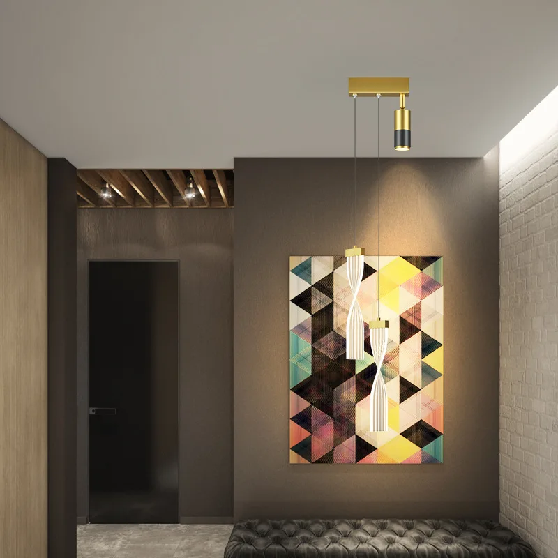 Скандинавские черные/позолоченные длинные трубчатые конические подвесные