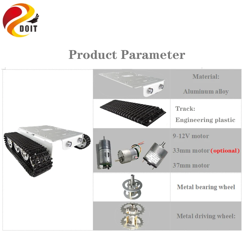 Набор для самостоятельной сборки 2WD T200 металлический умный гусеничный робот-танк