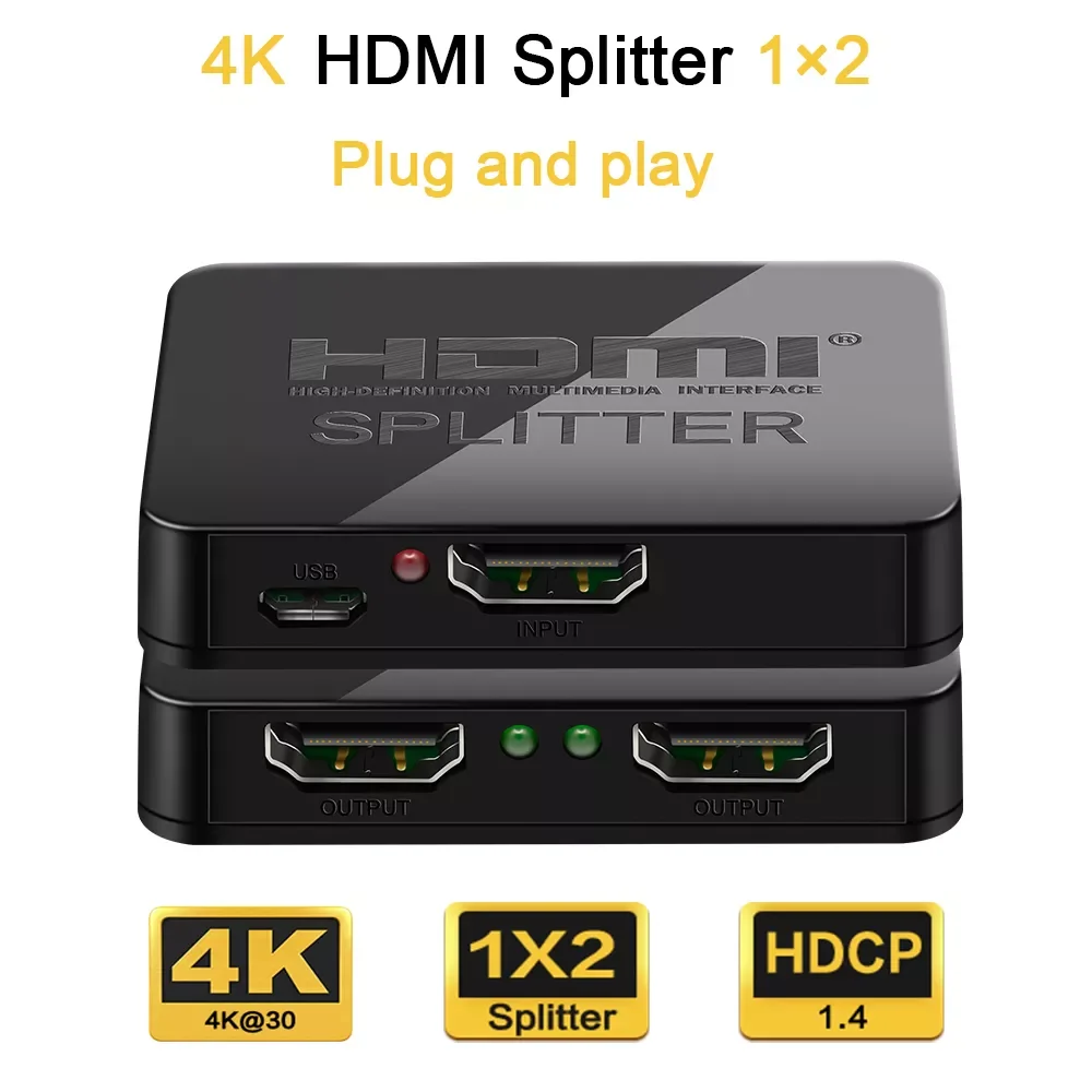 Сплиттер HDMI 1 в 2 выходной адаптер 4K переключатель HDCP сплиттер 3D усилитель сигнала