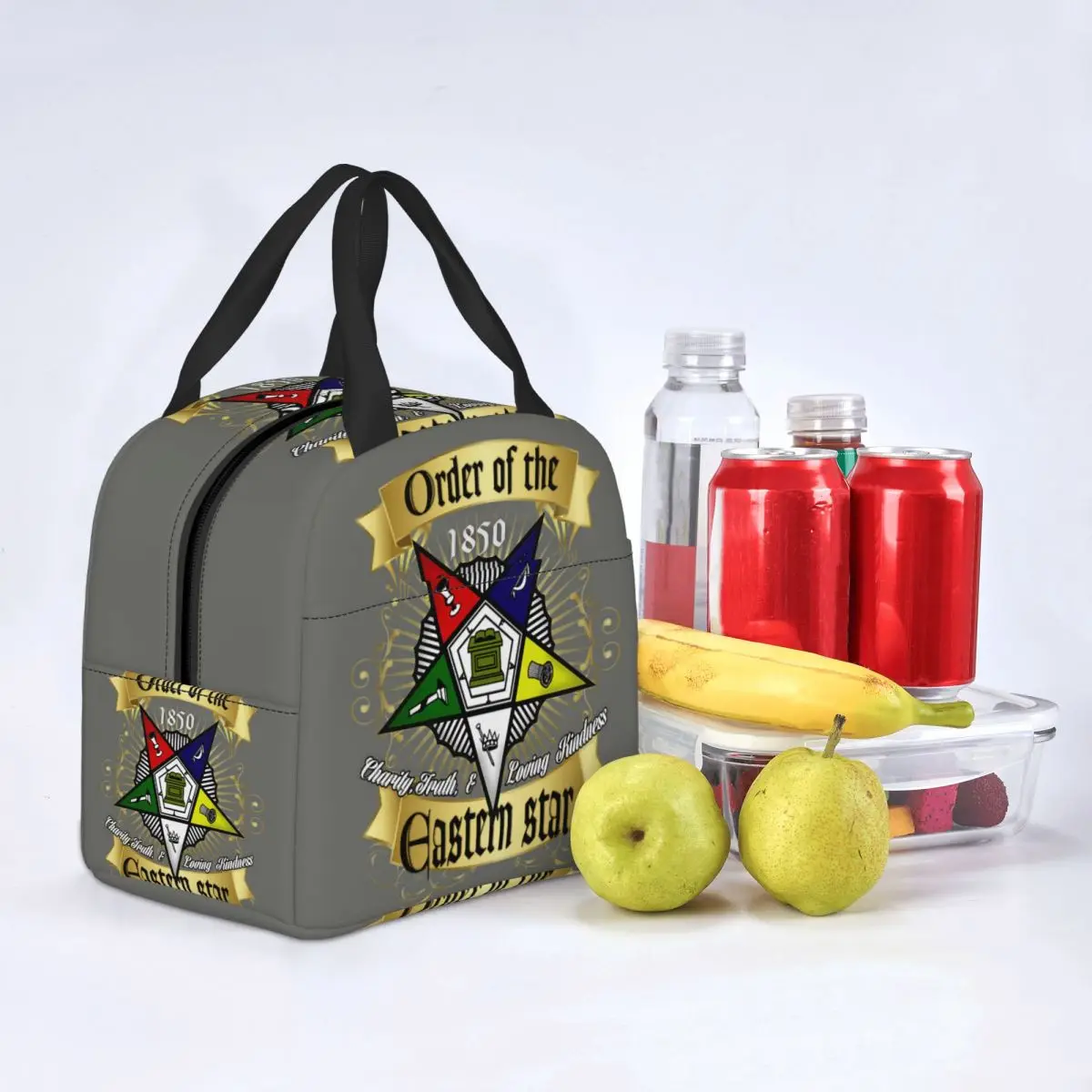 Eastern Star Logo Freemason Insulated Lunch Bag for Work School Waterproof Thermal Cooler Lunch Box Women Children lunchbag images - 6