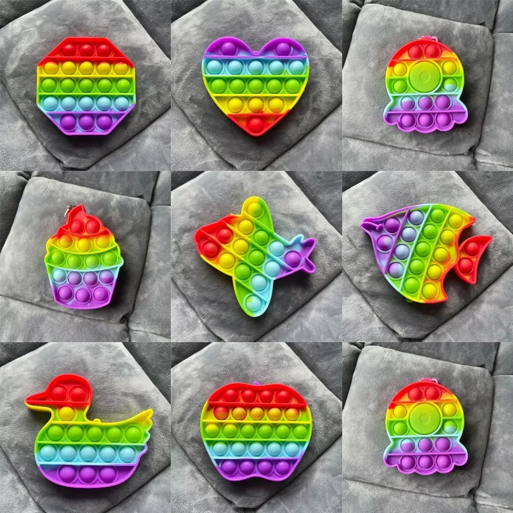 

Toy Sensory Rainbow Snail Duck Shape Funny Anti Stress Puzzle Squeeze Toy Push Bubble Sensory Fidget Toy Adult Children Toys