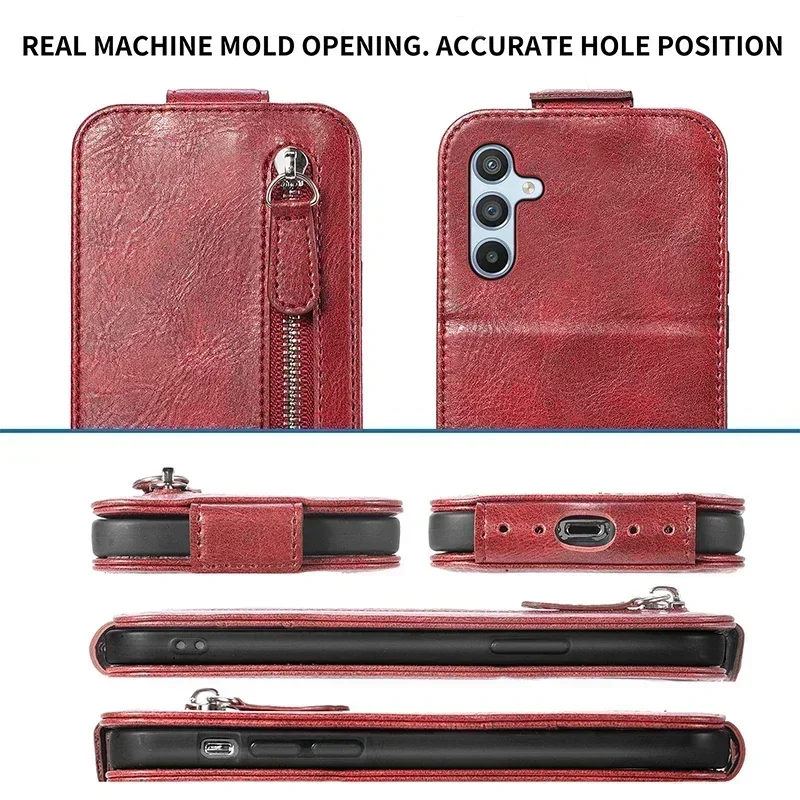 Вертикальный флип-чехол на молнии для OPPO A18 A38 A58 A78 A59 A79 A60 Realme Note 50 C53 C55 C67 Reno 12 12F 11 11F