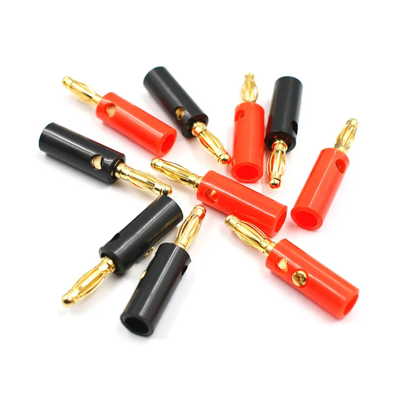 

100pcs Screw Banana Plugs Audio Speaker Cable Wire Lead Pin Banana Connectors Gold Plated Adapter 4mm Black Red Special offer