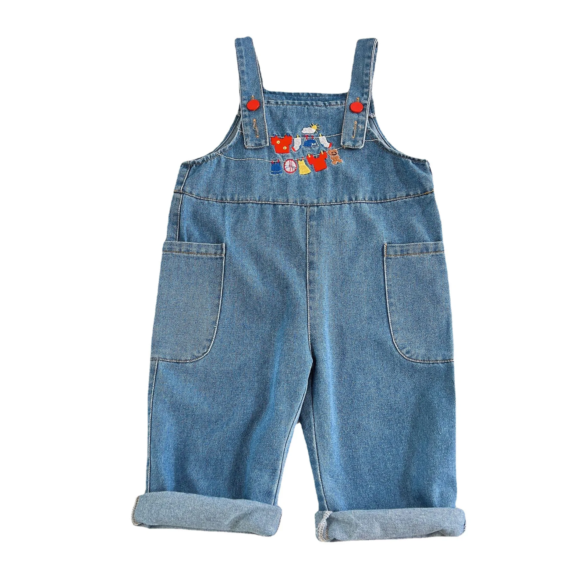 

2022 Spring New Fashion Kids Denim Overalls Boutique Kids Clothing Fashion Clothes Luxury Fall Clothes for Kids Simple Style