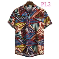 2022 summer short sleeve poloshirts linen print polo men shirt hawaii polo t shirt for men casual beach wear for male