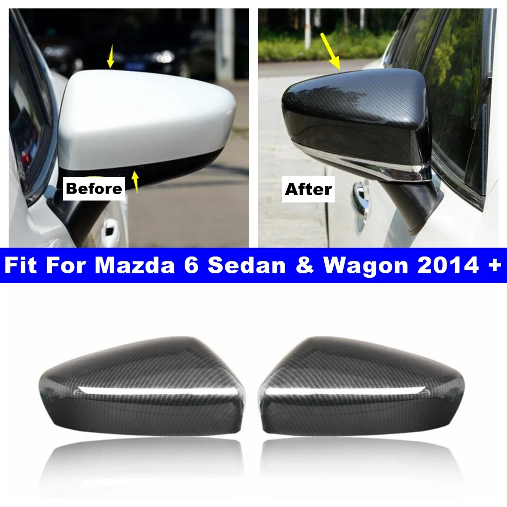 

Door Rearview Mirror Decor Protector Shell Cover Trim For Mazda 6 Sedan & Wagon 2014 - 2017 Carbon Fiber Exterior Accessories
