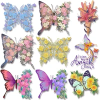 summer fresh feeling beautiful butterfly with flowers images ironing patches transfer on the shirts clothes decoration accessary