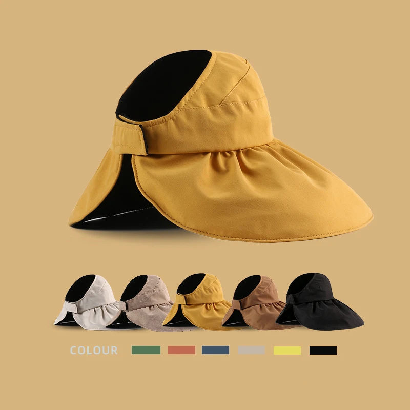 

Шляпа Женская Солнцезащитная в Корейском стиле, модная Регулируемая Панама с широкими полями и застежкой-липучкой, с защитой от ультрафиол...