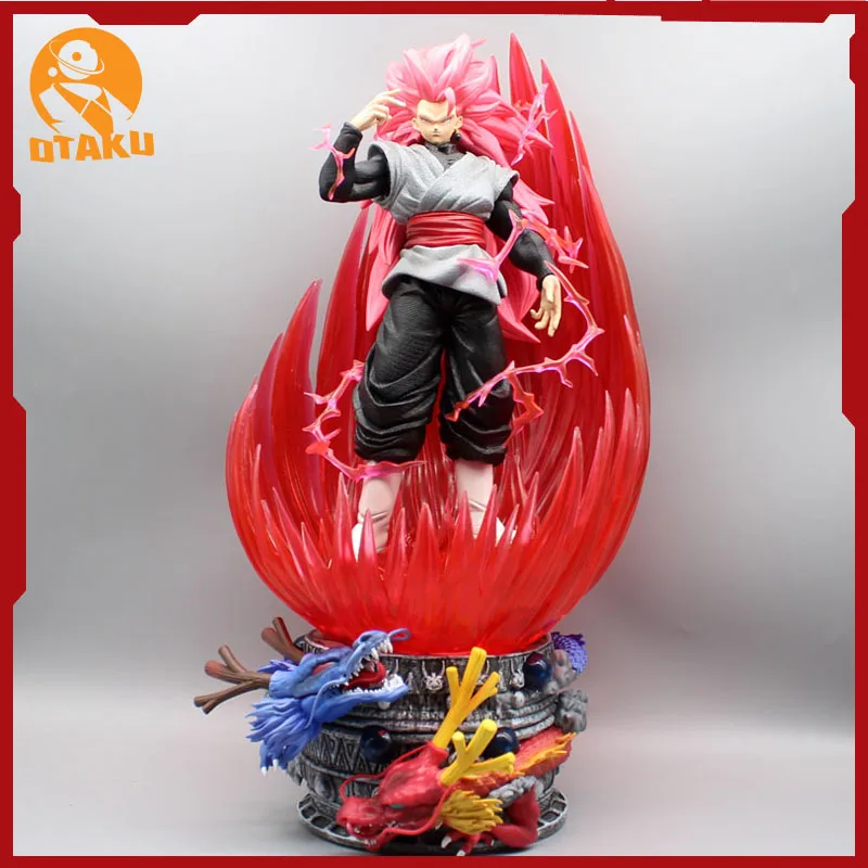 

47cm Dragon Ball Goku Black Son Goku Super Saiyan Rose PVC Anime Characters Periphery Gk Statue Figure Model Toys Gift For Kids