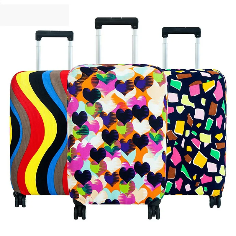 

Модный чехол для чемодана, Высокоэластичный чехол для багажа в форме сердца с геометрическим рисунком, Противопылевой чехол для чемодана 18-32 дюйма, необходимые аксессуары для чемодана