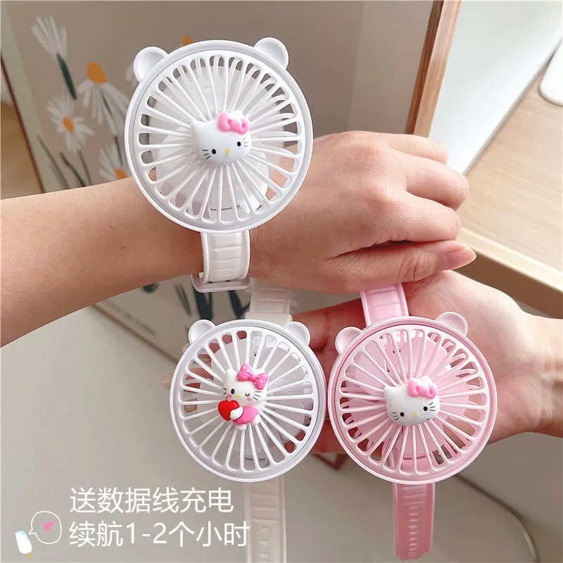 

Kawaii Sanrioed Hello Kitty аниме мультфильм милые часы вентилятор Usb зарядка мини Портативная маленькая фотография для девочек