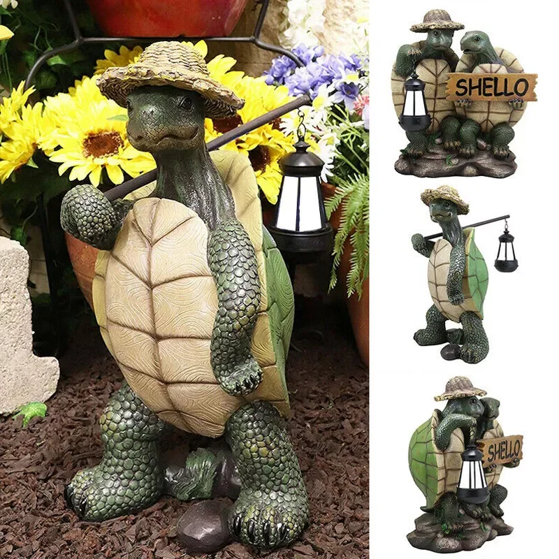 

Travel Tortoise Statues Garden Decoration Figurines Animal Funny Naughty Ornament Easter Outdoor Creative Props Crafts
