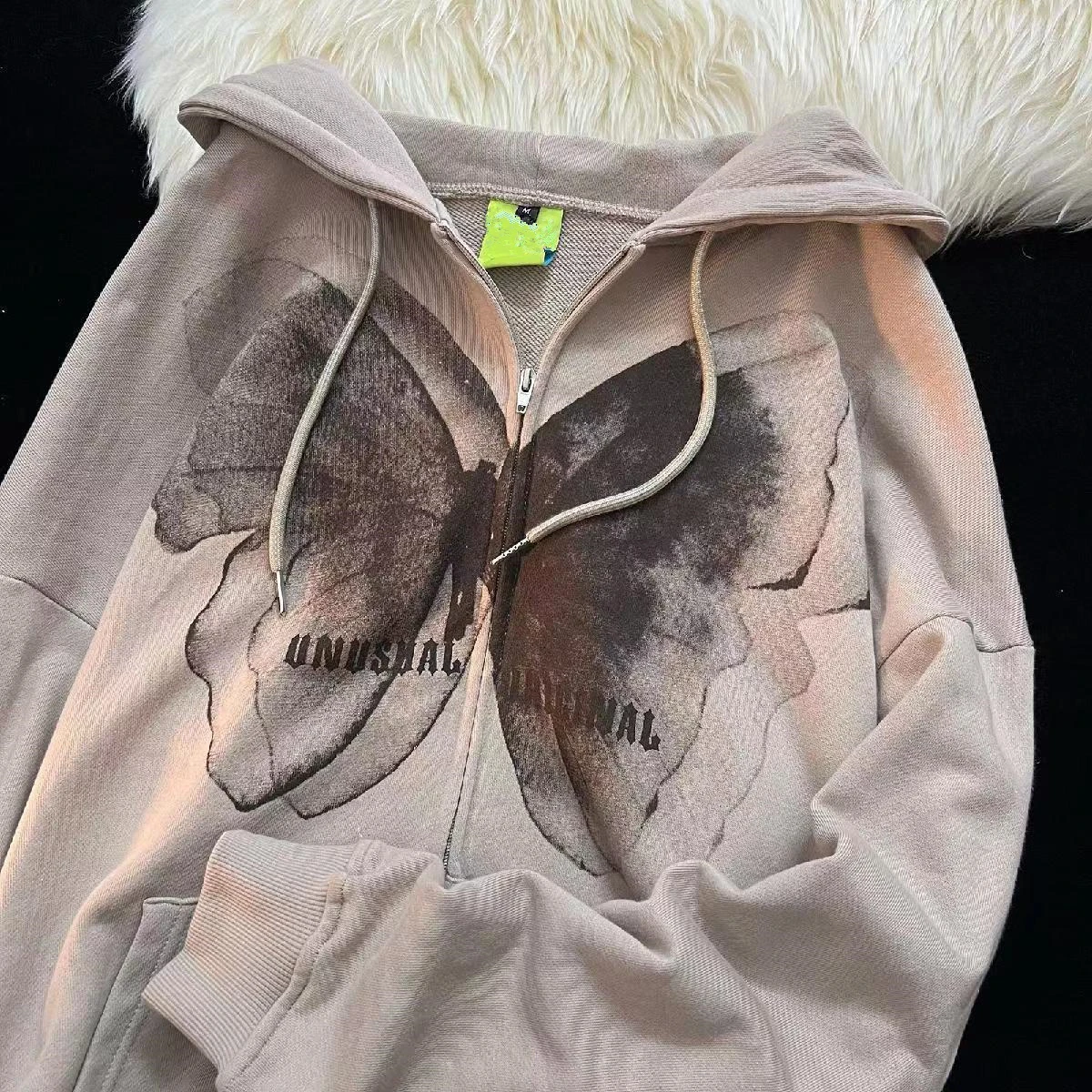 

Butterfly Printed Ins Y2K Zipper Retro Women's Hoodies&Sweatshirt Loose Oversized Harajuk HighStreet Streetwear Coat