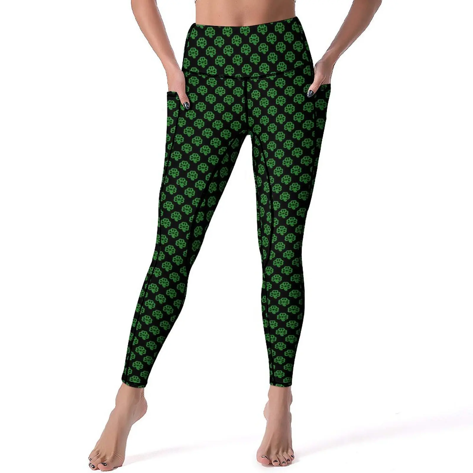 

Irish St Patricks Day Leggings Shamrock Print Workout Yoga Pants Push Up Vintage Leggins Stretchy Graphic Sports Tights Gift