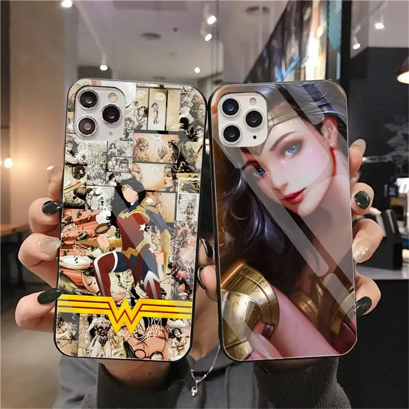 

Чехол для телефона с супергероями DC Wonder Woman, закаленное стекло для iPhone 13 12 Mini 11 Pro XR XS MAX 8X7 Plus SE 2020, мягкий чехол