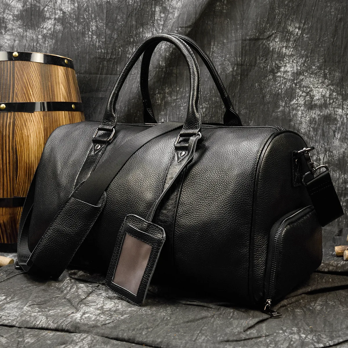 

Luxury Genuine Leather Men Women Leather travel bag with lychee pattern Cow Leather Carry On Luggage Bag