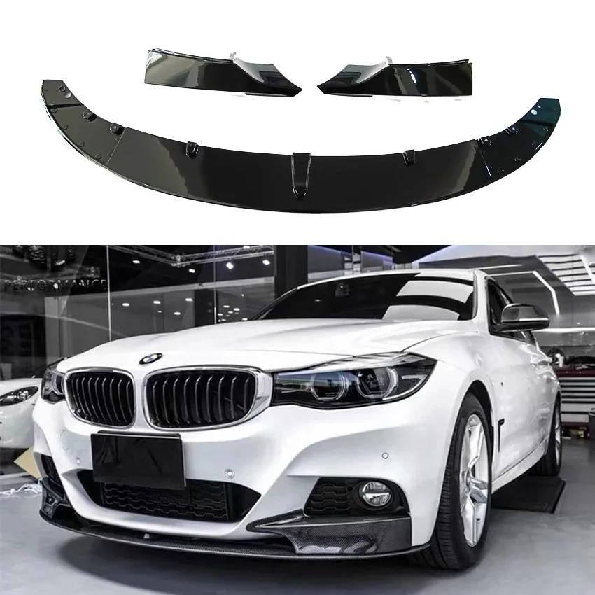 

3 шт. 2013-2019 для BMW 3 серии GT F34, передний спойлер на бампер, сплиттер для губ, комплект корпуса из АБС, блеск, черный диффузор для защиты лезвия