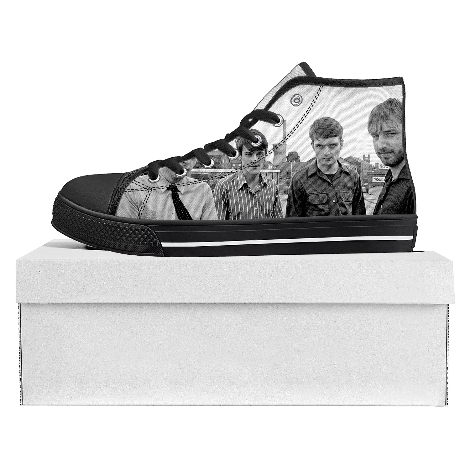 Joy Division Rock Band High Top High Quality Sneakers Mens Womens Teenager Canvas Sneaker Casual Couple Shoes Custom Shoe Black