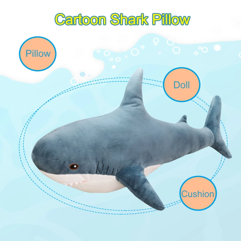 

Lovely Big Shark Soft Plush Toy Dolls Stuffed Animal Pillow Bedroom Sofa Decoration Birthday Gift