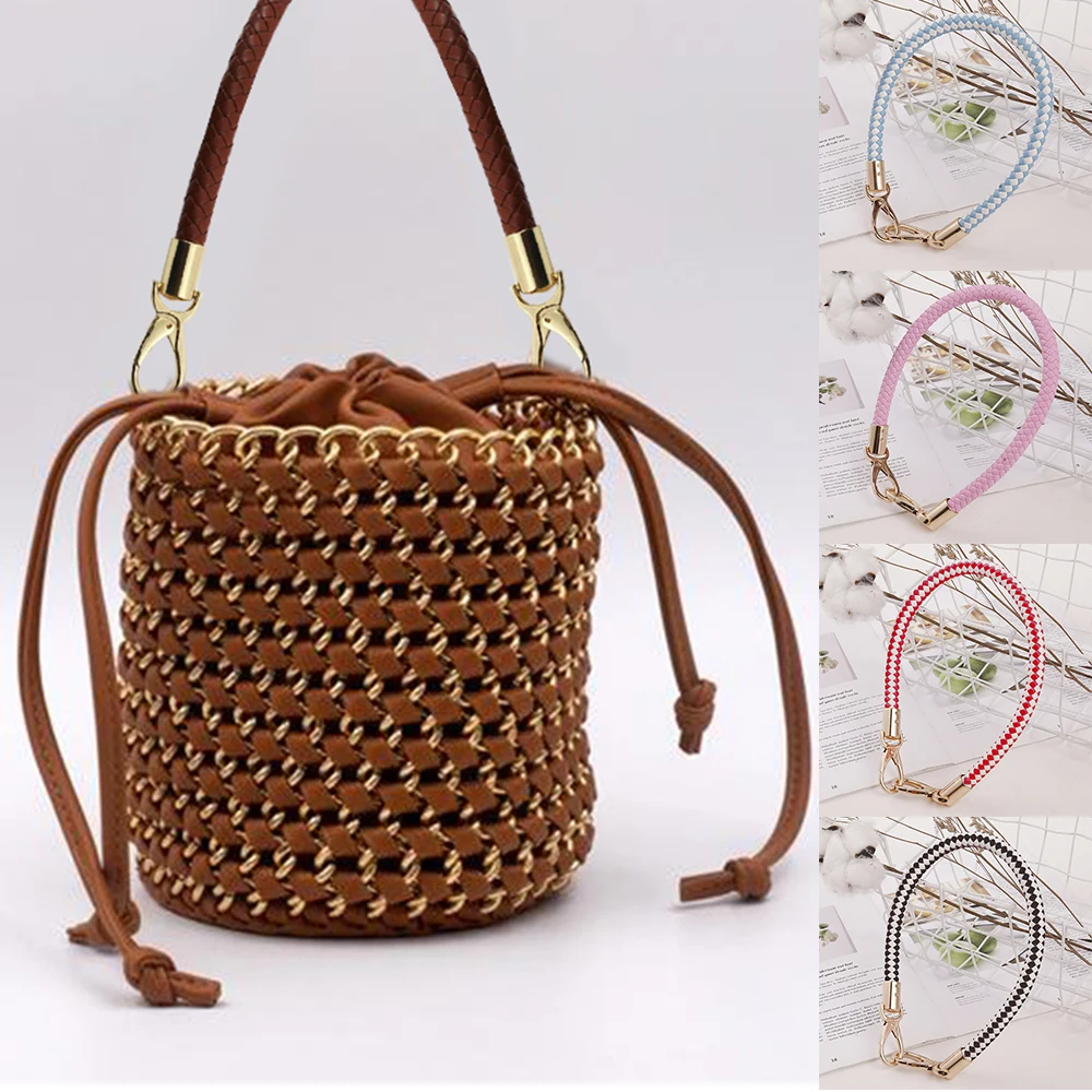 

40Cm Braid Pu Leather Shoulder Bag Strap Braided Rope Handles For Handbag Diy Purse Short Bag Belts Replacement Bag Accessaries