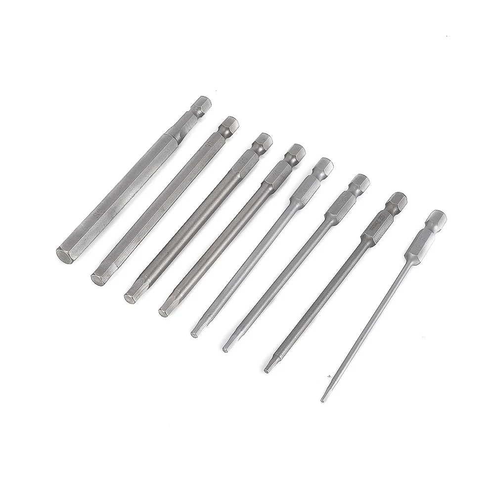 8x Drill Bit Set Hex Head Wrench Screwdriver Socket 1/4&quotShank Metric 100mm Lectric Hexagonal Hand Tools