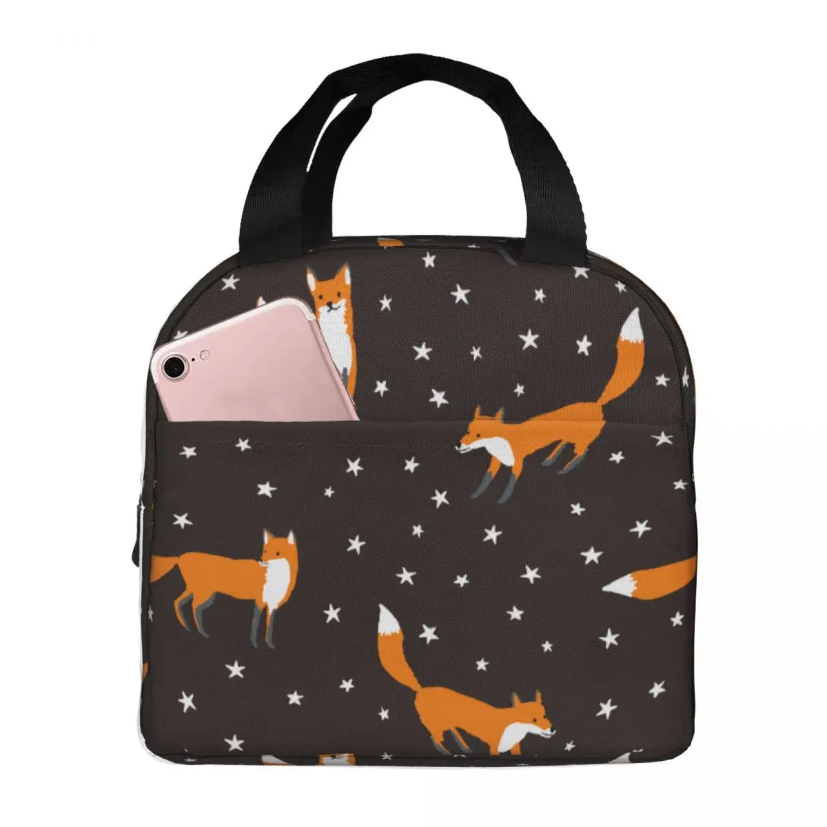 Lunch Bag for Women Kids Christmas Forest Fox Animals Stars Thermal Cooler Portable Picnic Travel Oxford Tote Bento Pouch