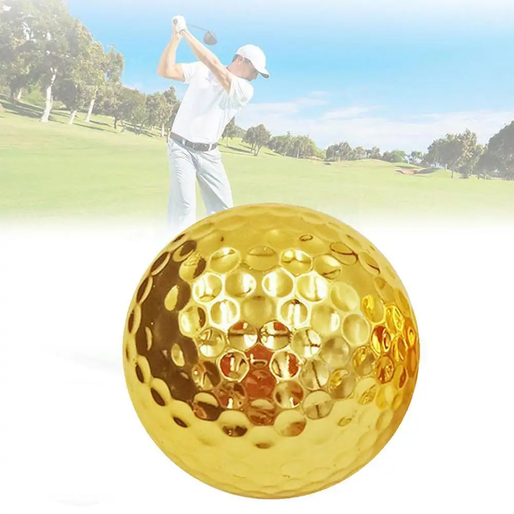 

1pc Two Layer Gold Golf Balls Golf Practice Balls Training As Pieces Golf Practice Balls Two Ball Gift G0b1